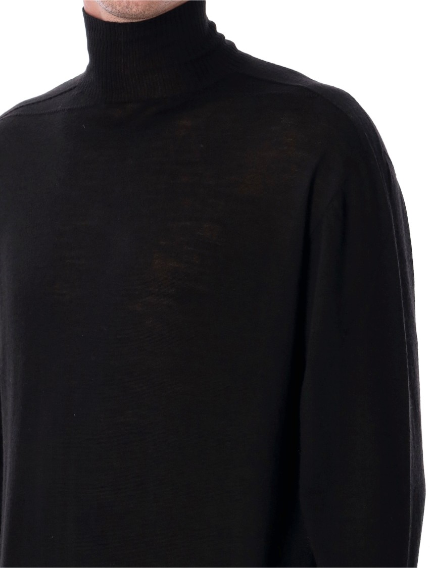 Rick Owens Relaxed-fit Black Wool Turtleneck Sweater In Black
