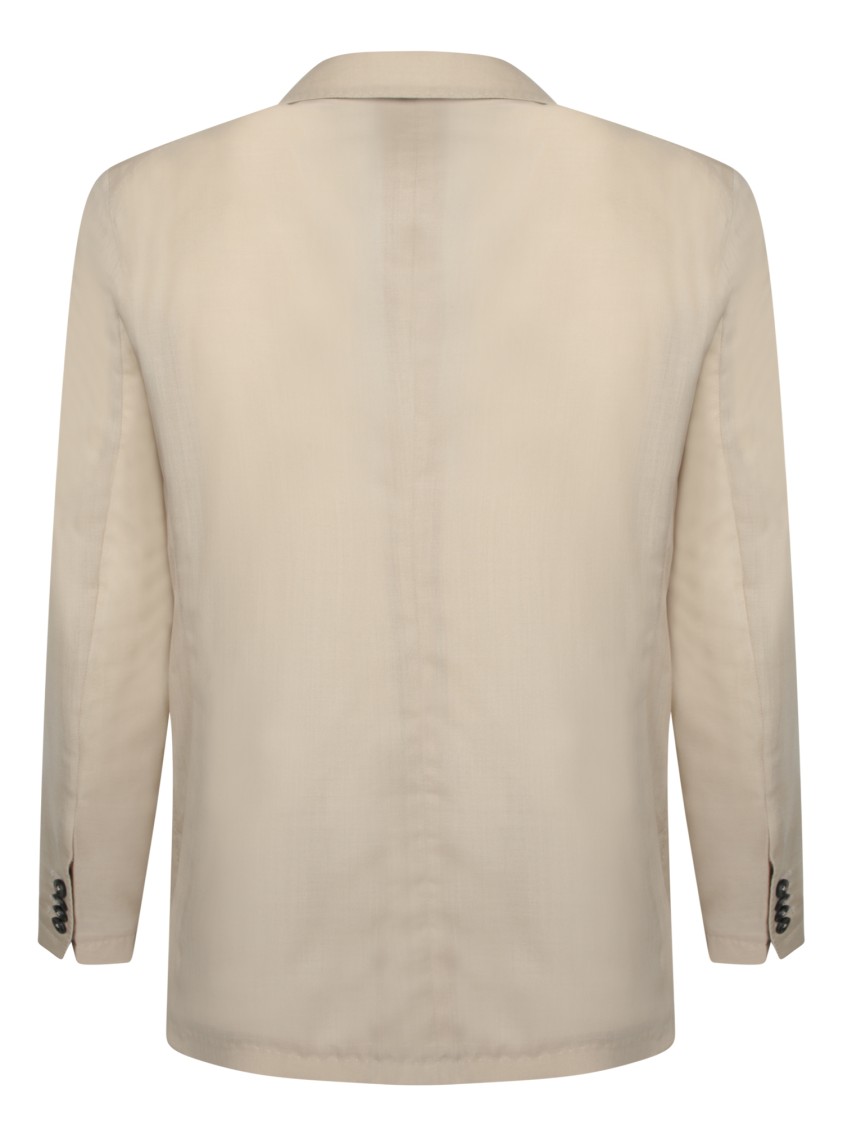 Shop Tagliatore Beige Tailored Blazer With Notch Lapel In Neutrals