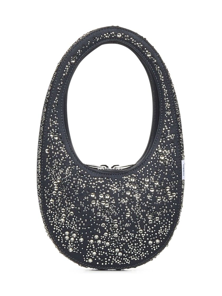 COPERNI COPERNI CRYSTAL-EMBELLISHED BLACK HANDBAG WITH FAUX SUEDE FINISH 