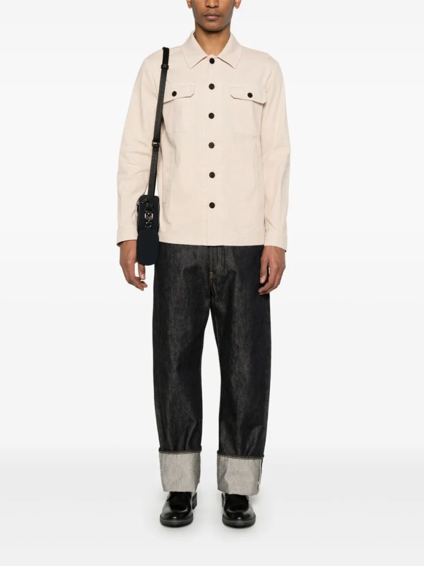 Drumohr Classic Button-up Linen Overshirt In Neutral