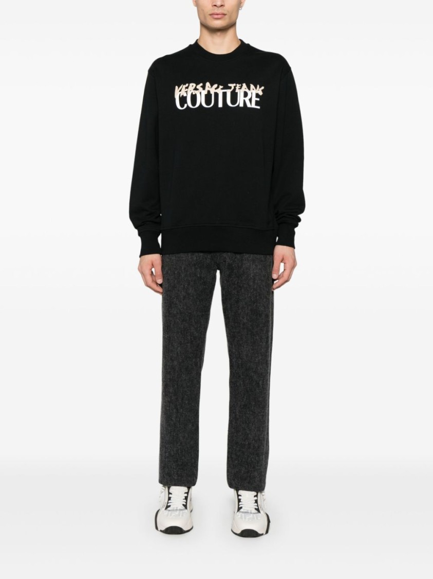 Shop Versace Jeans Couture Classic Black Cotton Sweatshirt