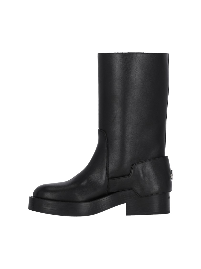 Shop Courrèges Americana Strappy Boots In Black Hammered Leather