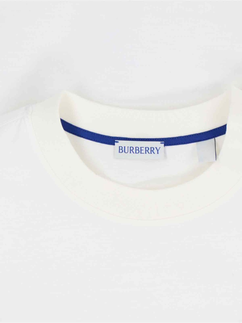Burberry Mens Salt Ekd-embroidered Short-sleeve Cotton-jersey T-shirt