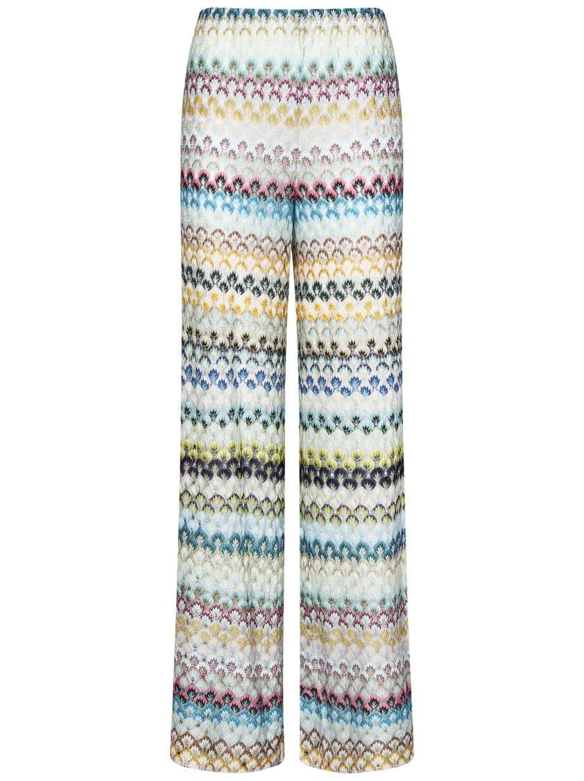 Missoni Flared Multicolor Floral Raschel Lacework Trousers