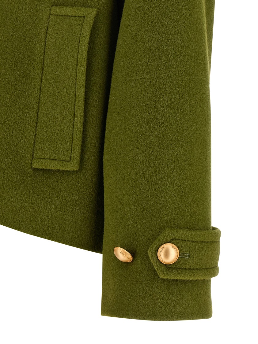 Tagliatore Double-breasted Mohair-wool Blend Coat In Green