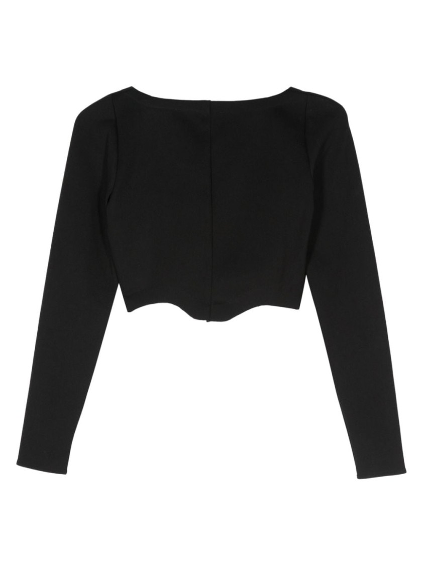 Shop Staud Black Stretch-design Jersey Cropped Top