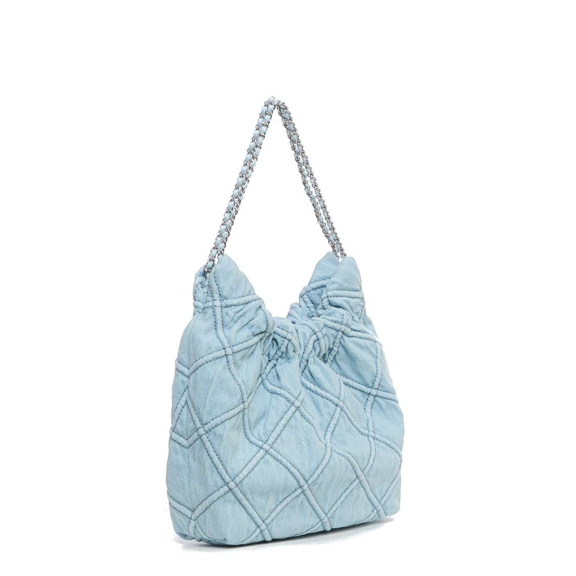 TORY BURCH TORY BURCH FLEMING MINI HOBO BAG IN SOFT DENIM