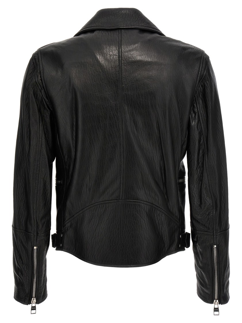 Alexander Mcqueen Grained Lamb Leather Biker Jacket In Black