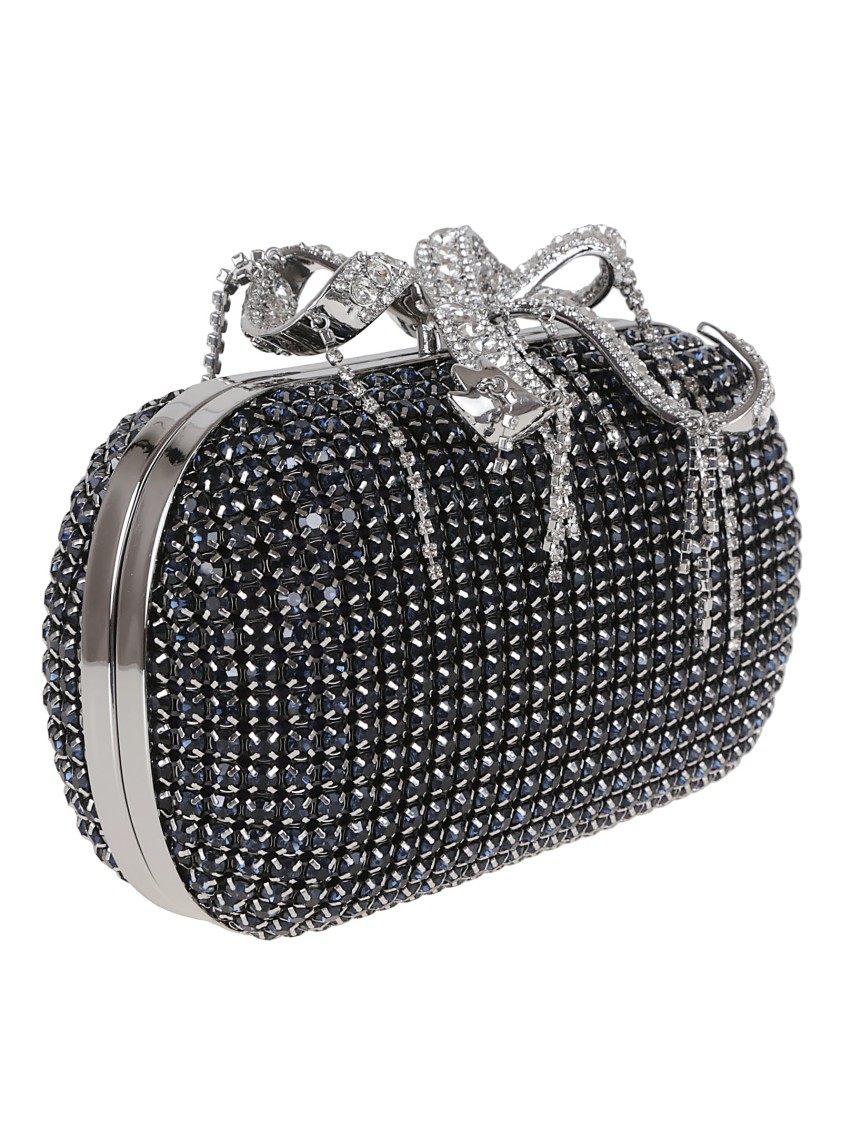 Self-portrait Navy Chainmail Clutch Bag In Blue