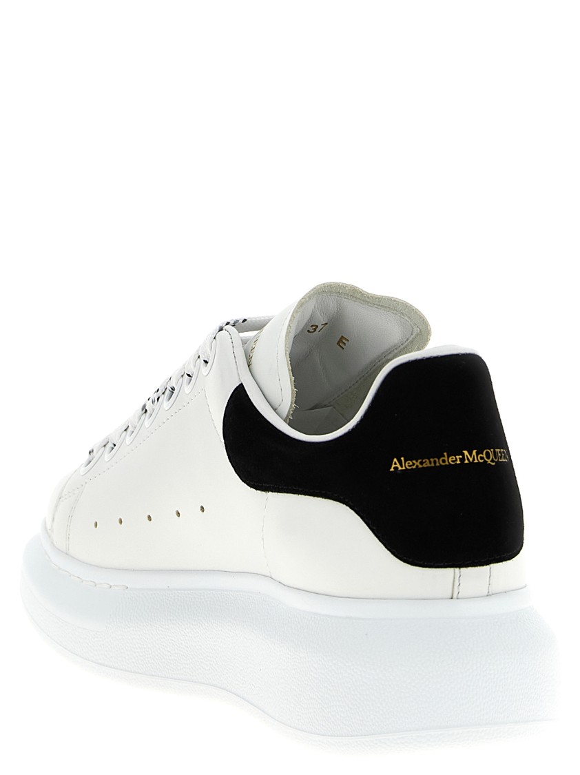 Alexander Mcqueen White Leather Sneakers With Black Suede Heel In White