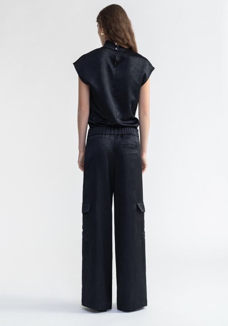 Shop Aeron Gust - Satin Cargo Pants In Black