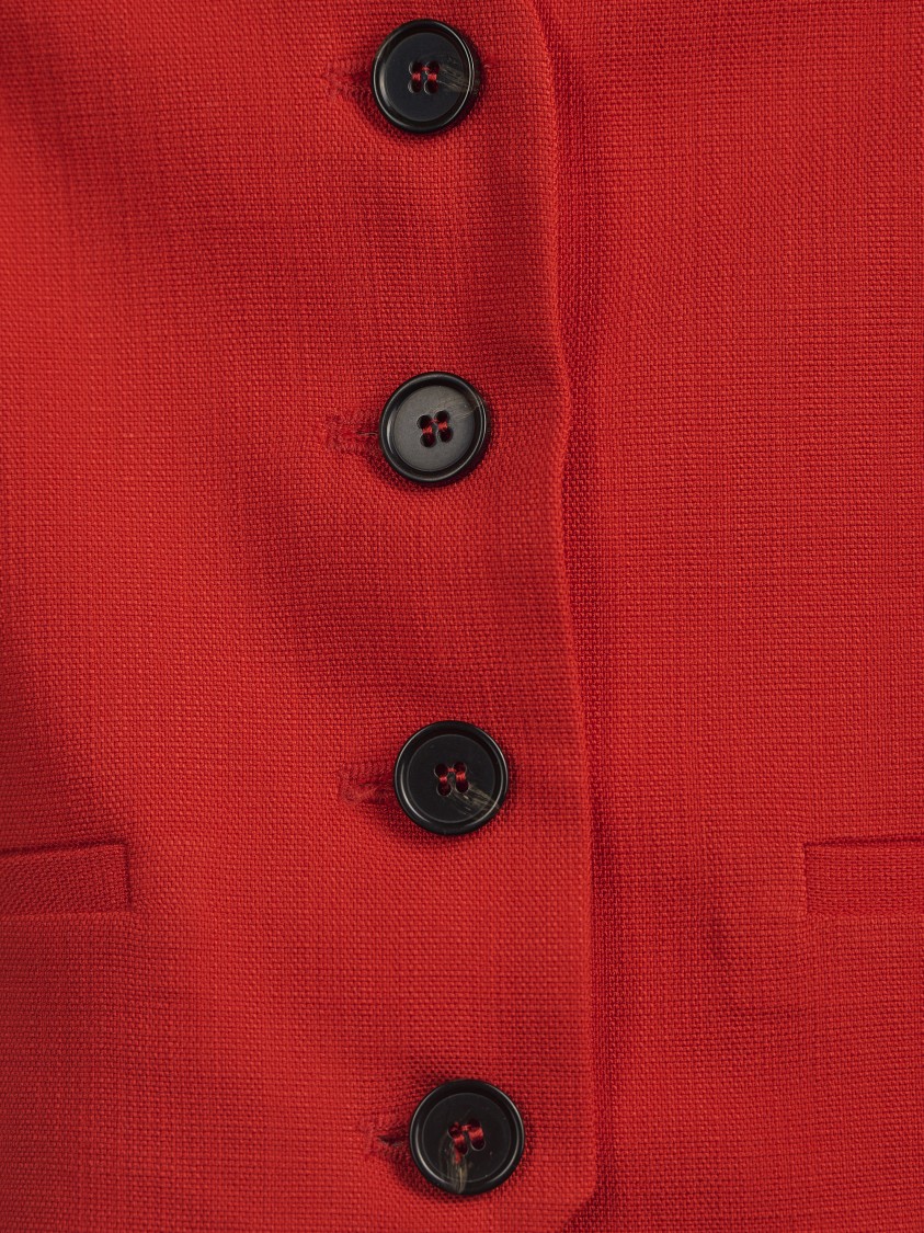 Msgm Tailored Red Vest With V-neckline In Red