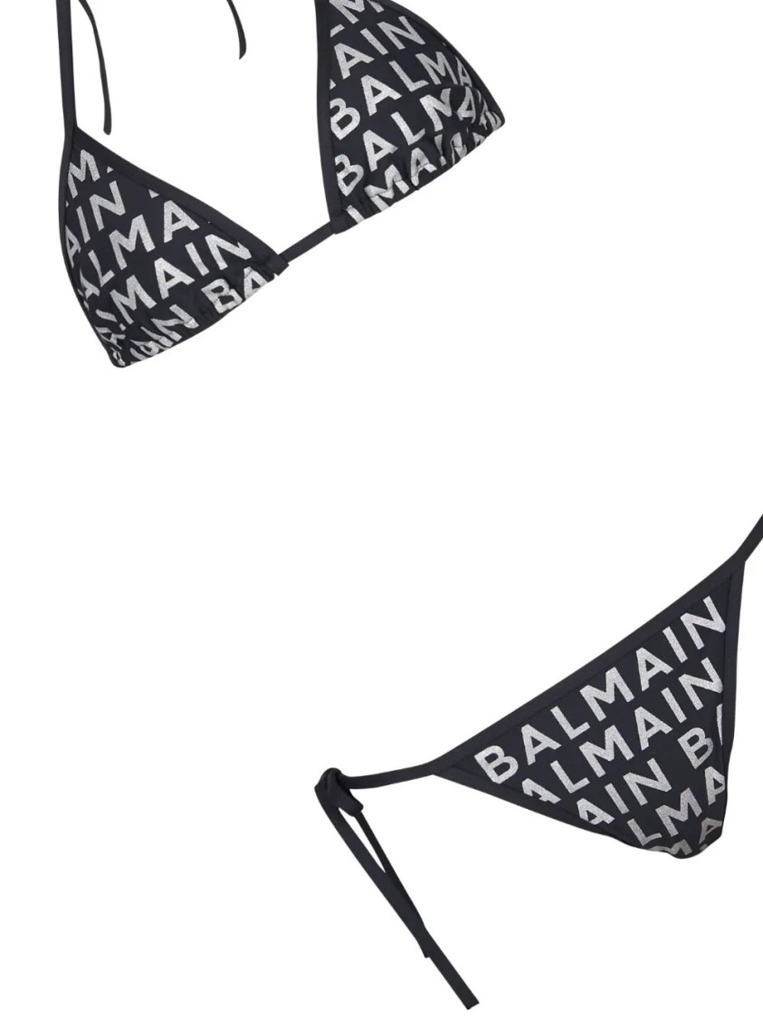 Balmain Multicolour Triangle Bikini With Adjustable Ties In Black