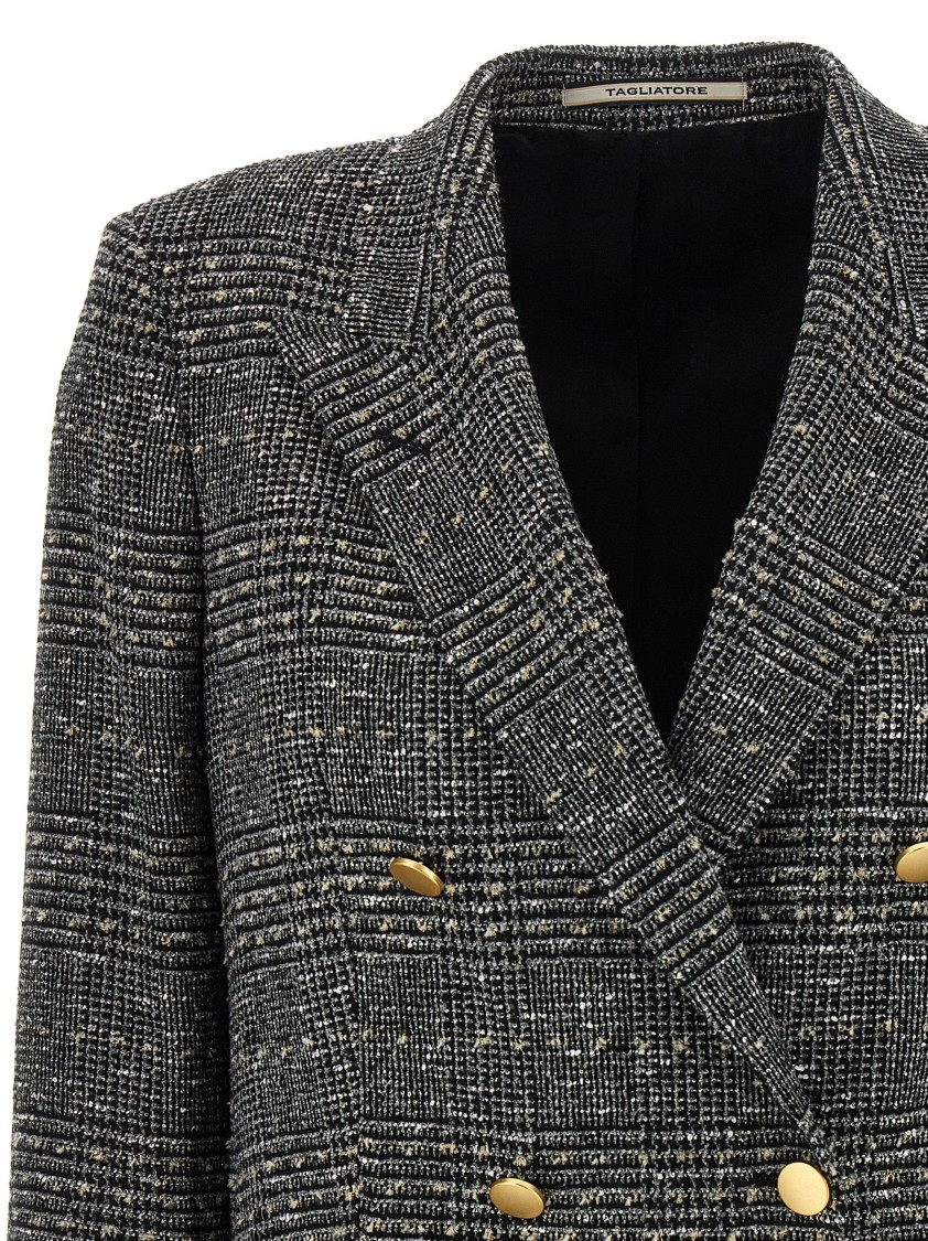 Tagliatore Jasmine Check-patterned Double-breasted Blazer In Black