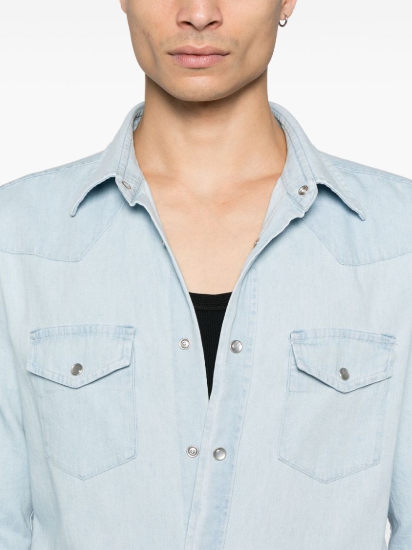 Shop Tom Ford Light Blue Cotton Shirt