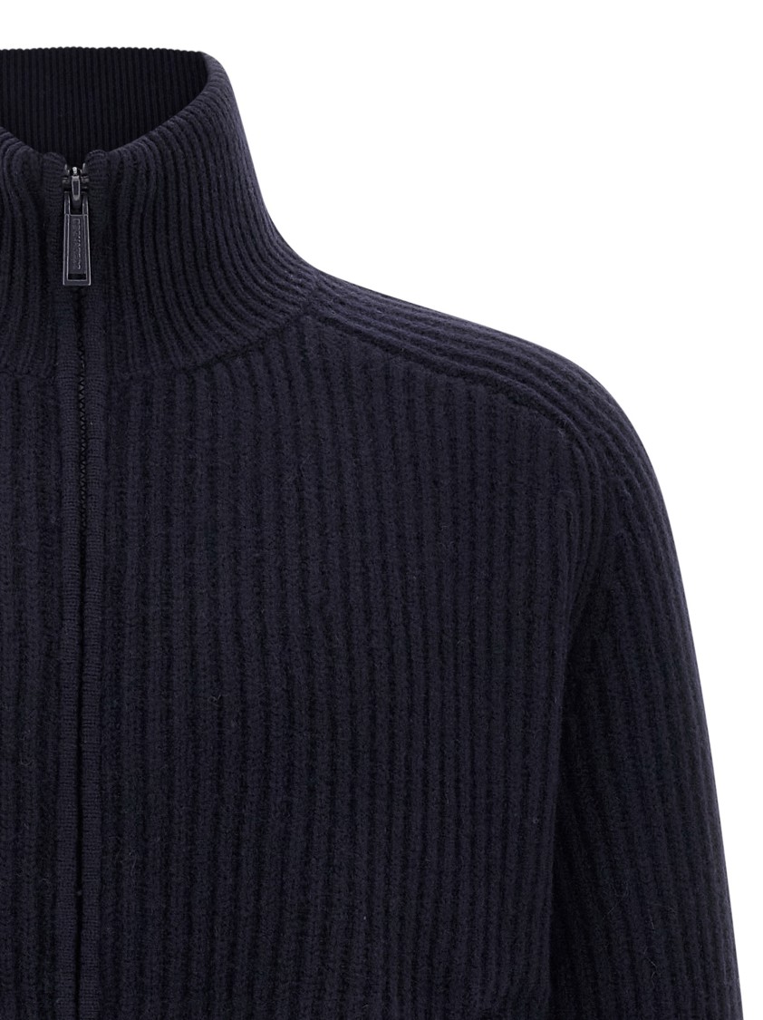 Dsquared2 Carded Wool Insert Cardigan Sweaters And Cardigans Blue In Blue