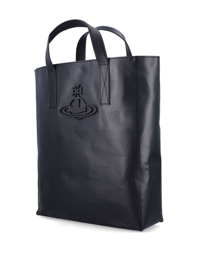 Vivienne Westwood Sleek Black Handbag With Dual Top Handles