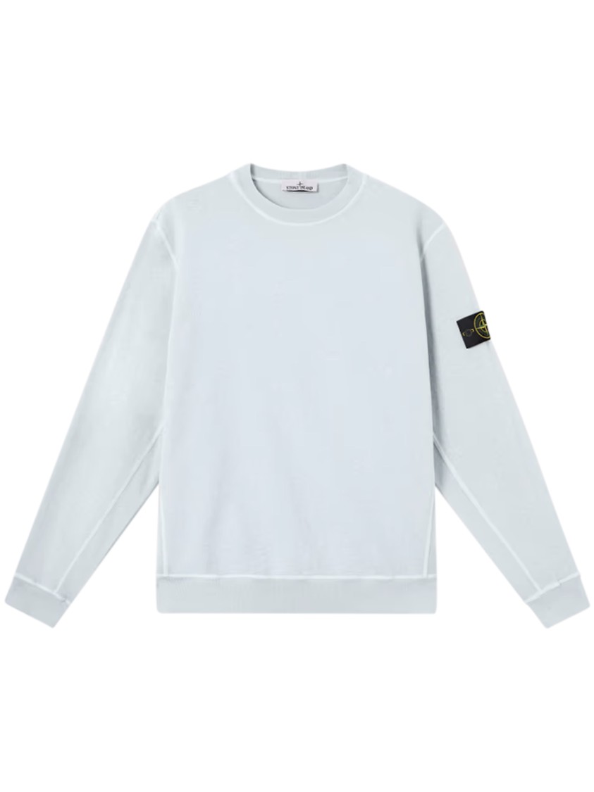 Stone Island Crewneck Sweatshirt In Fleece Cotton In Blue