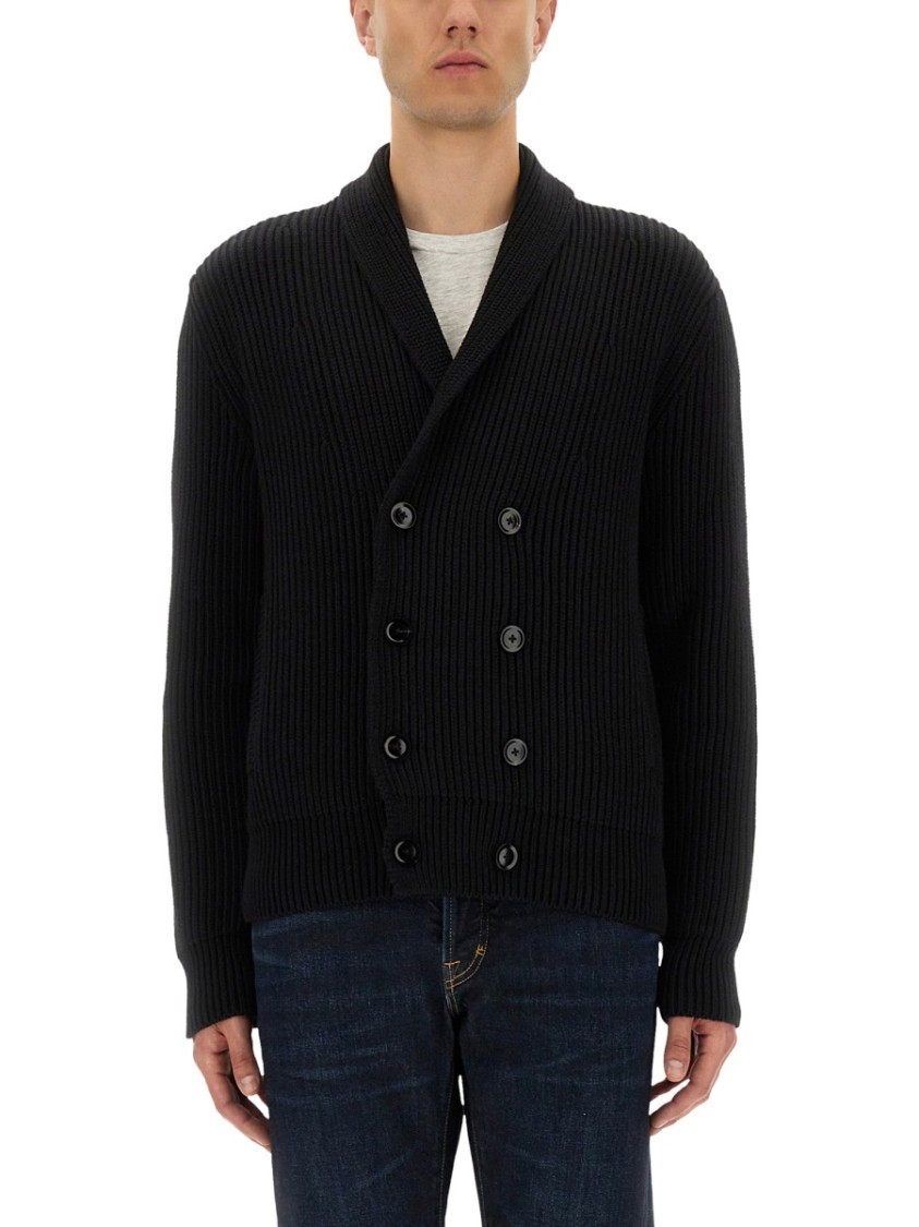Tom Ford Double-Breasted Cardigan With Ribbed Texture | THE LIST Tom Ford Double-Breasted Cardigan With Ribbed Texture | THE LIST