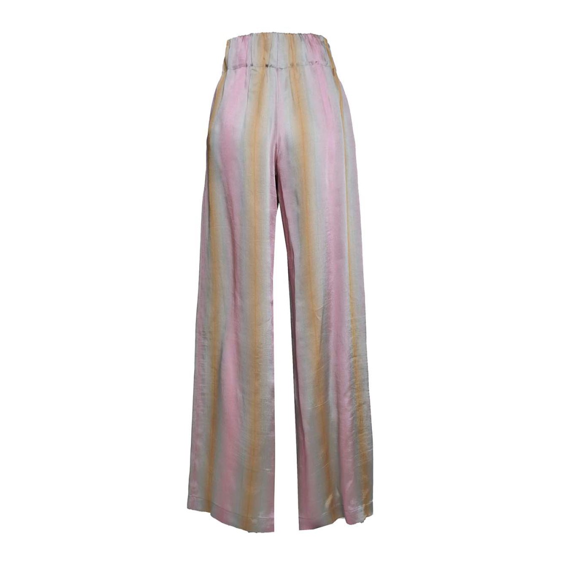 Aspesi Wide Leg Trousers In Multicolored Viscose And Silk Twill