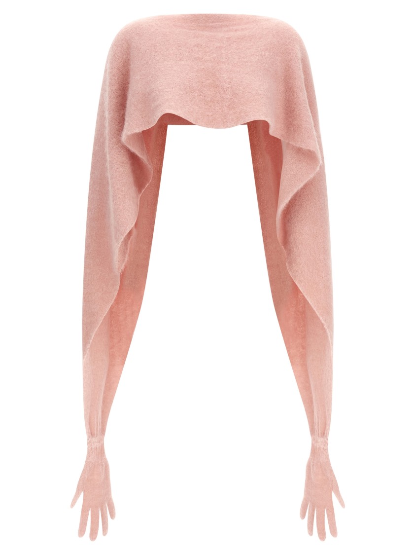 Moschino Gauzy Mohair Blend Cape In Pink