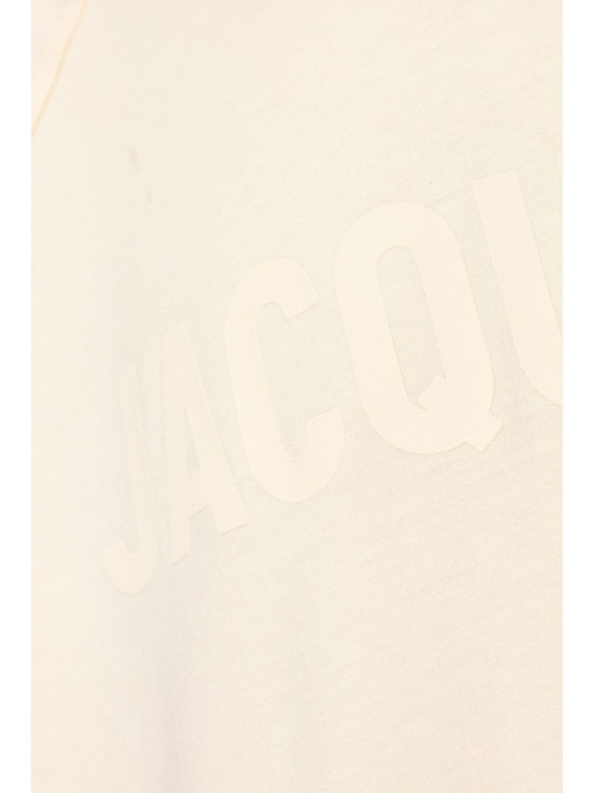 Shop Jacquemus Beige Cotton T-shirt With Embossed Logo In Neutrals