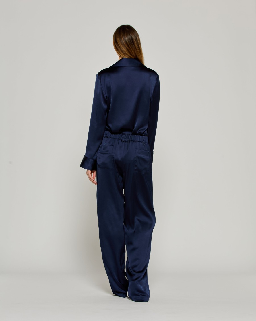 Serena Bute Satin Boyfriend Trouser '25 - Dark Navy In Blue