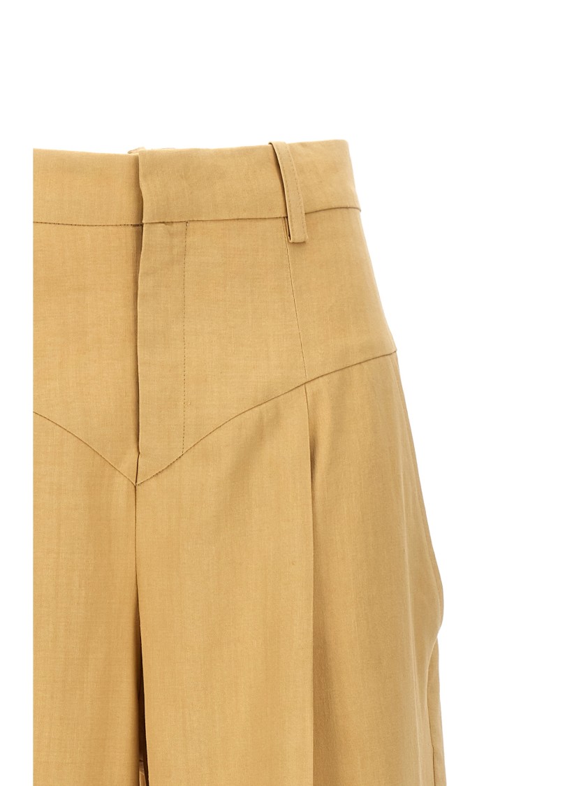Isabel Marant High Waist Pleated Wide Leg Trousers In Brown