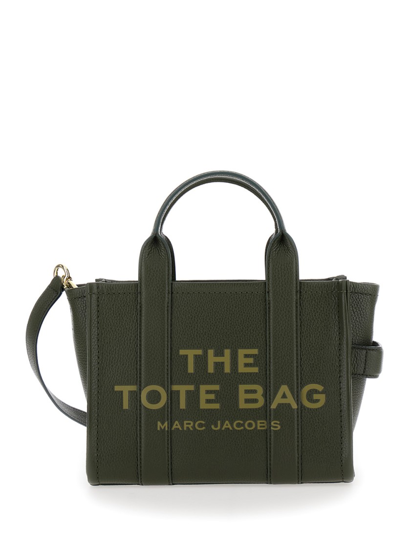 Marc Jacobs The Medium Tote Green Handbag With Logo Lettering On The Front In Cotton Woman In Green