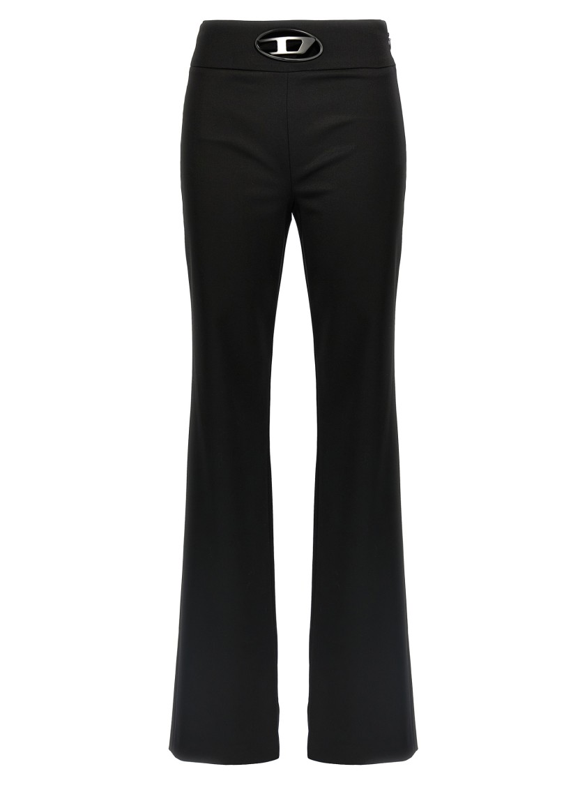 Diesel Women P-erseus Wool Blend Trousers In Black