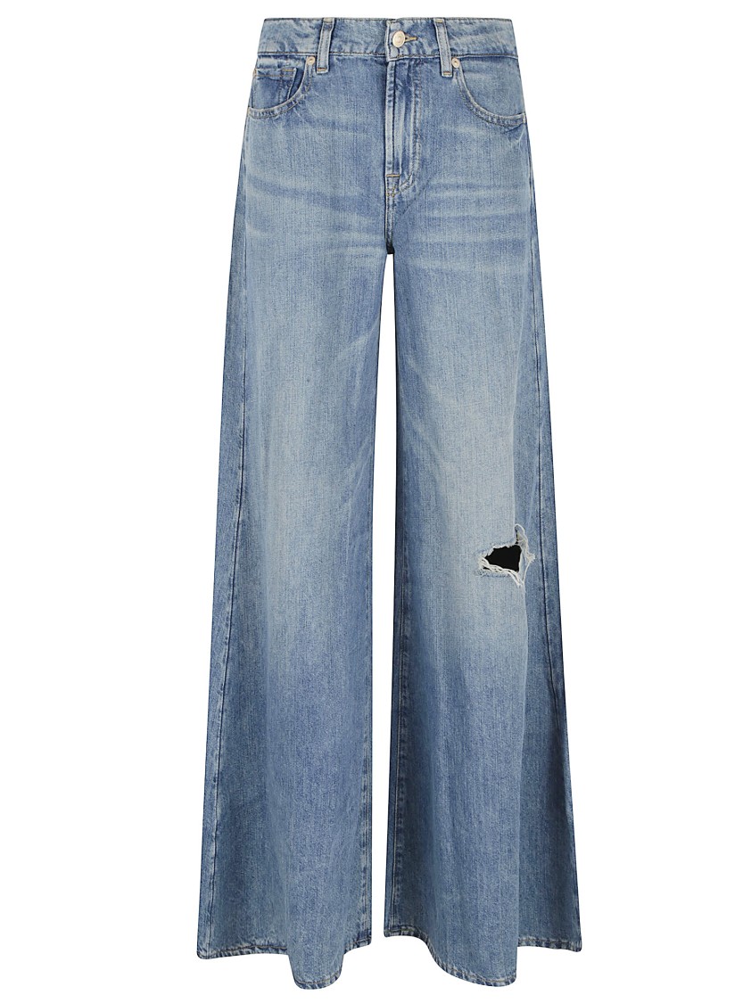 7 For All Mankind Wide-leg Light Wash Denim Jeans