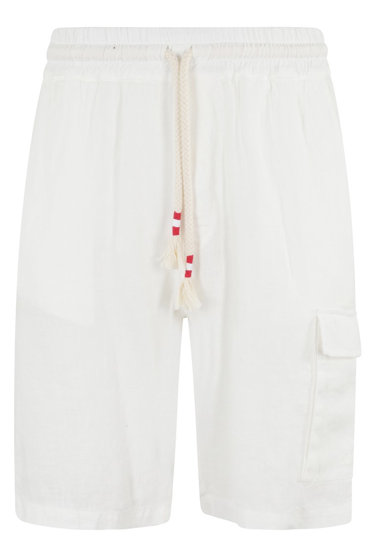 Shop Mc2 Saint Barth Bermuda Chinos Con Tasche In White