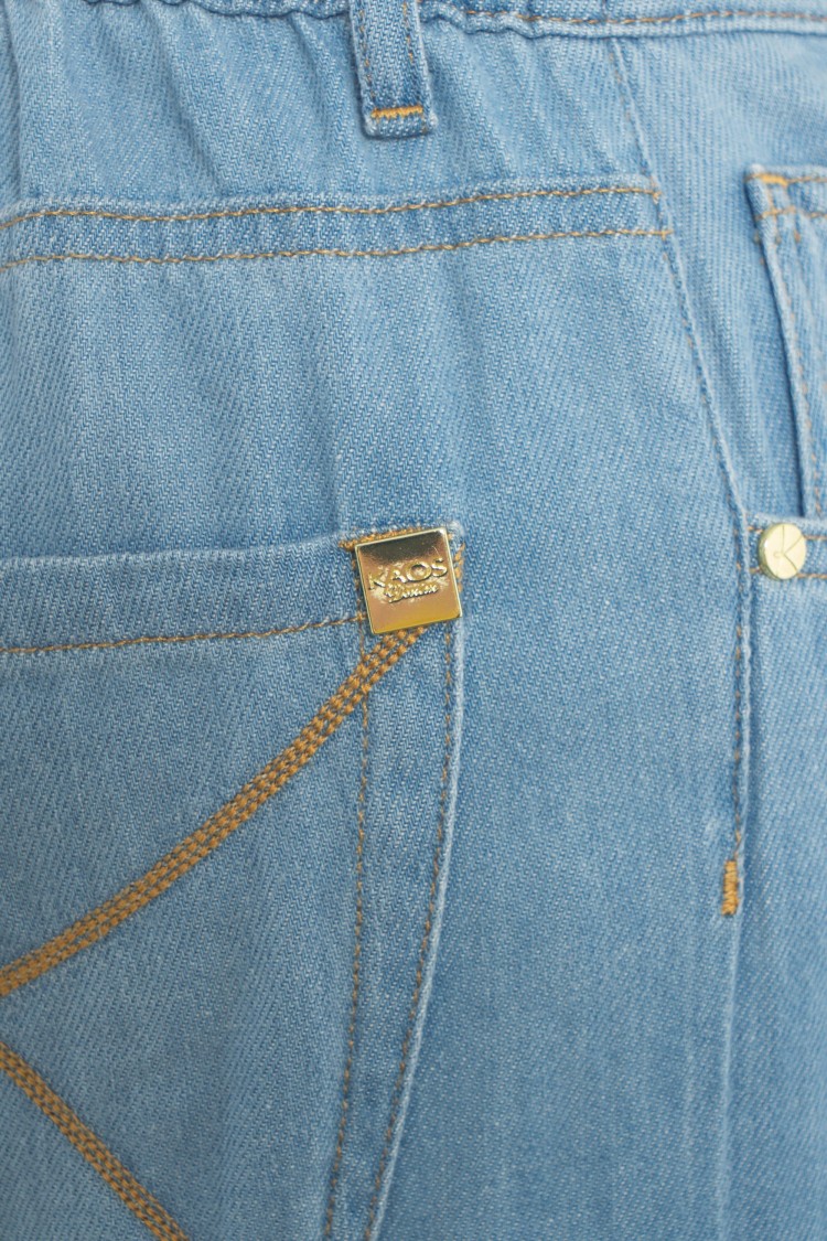 Kaos Straight Fit Denim Jeans With Rolled Cuffs In Blue