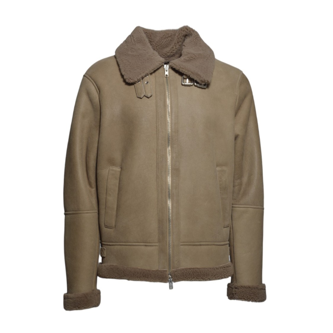 DFOUR DFOUR DFOUR BROWN SUEDE SHEARLING JACKET