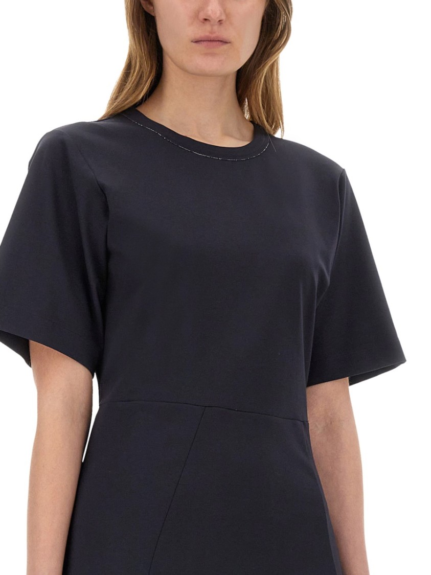 Fabiana Filippi Midi Dress Featuring Lurex Detailing And Flared Skirt In Blue