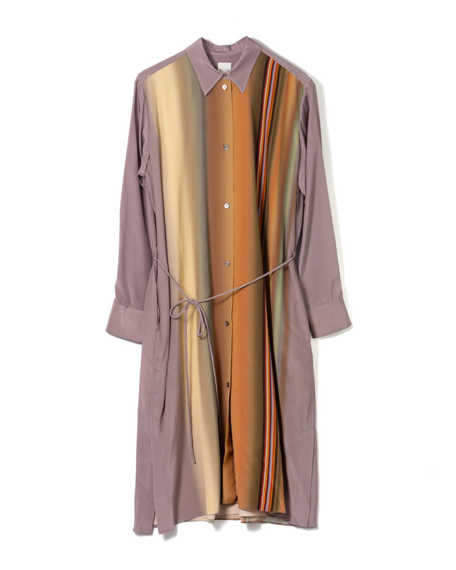 Paul Smith Long Silk Midi Dress With Striking Gradient In Multi