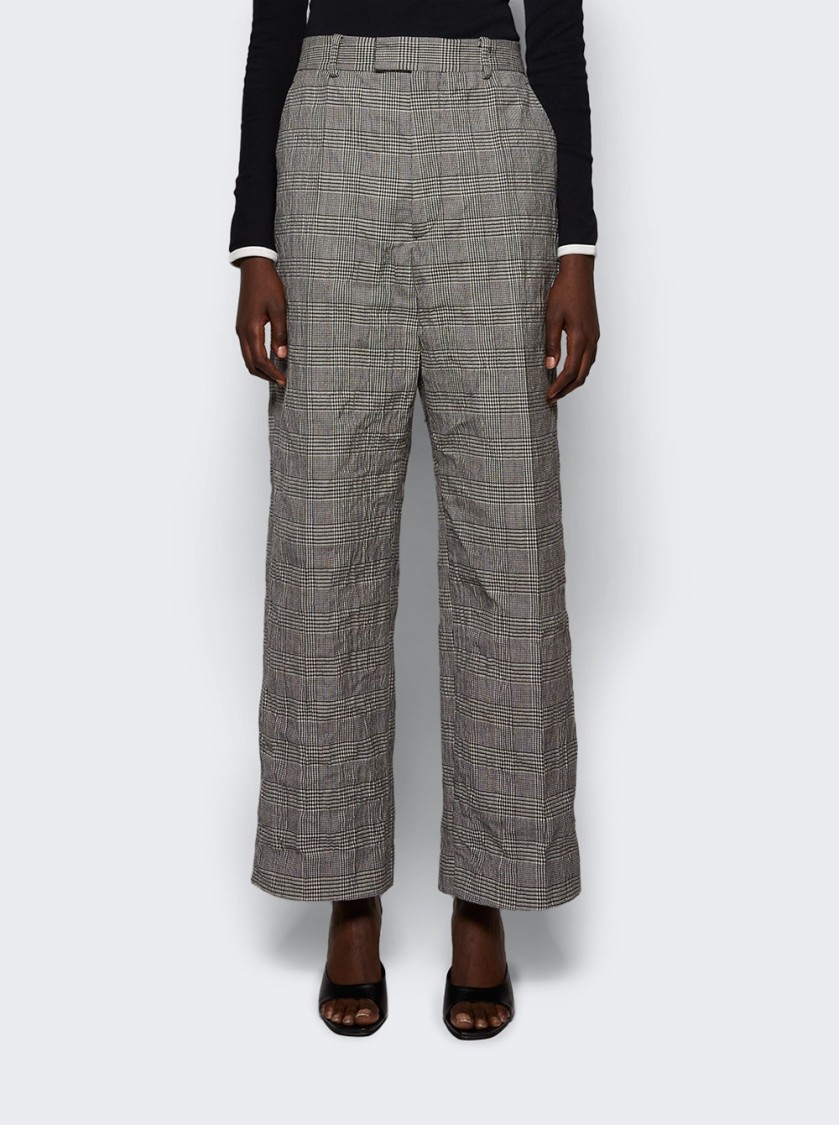 Vetements Metalized Wrinkled Tailored Pants Grey Check In Grey