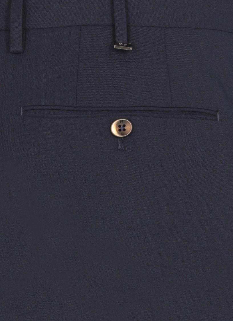 Pt Torino Blue Wool Trousers In Blue