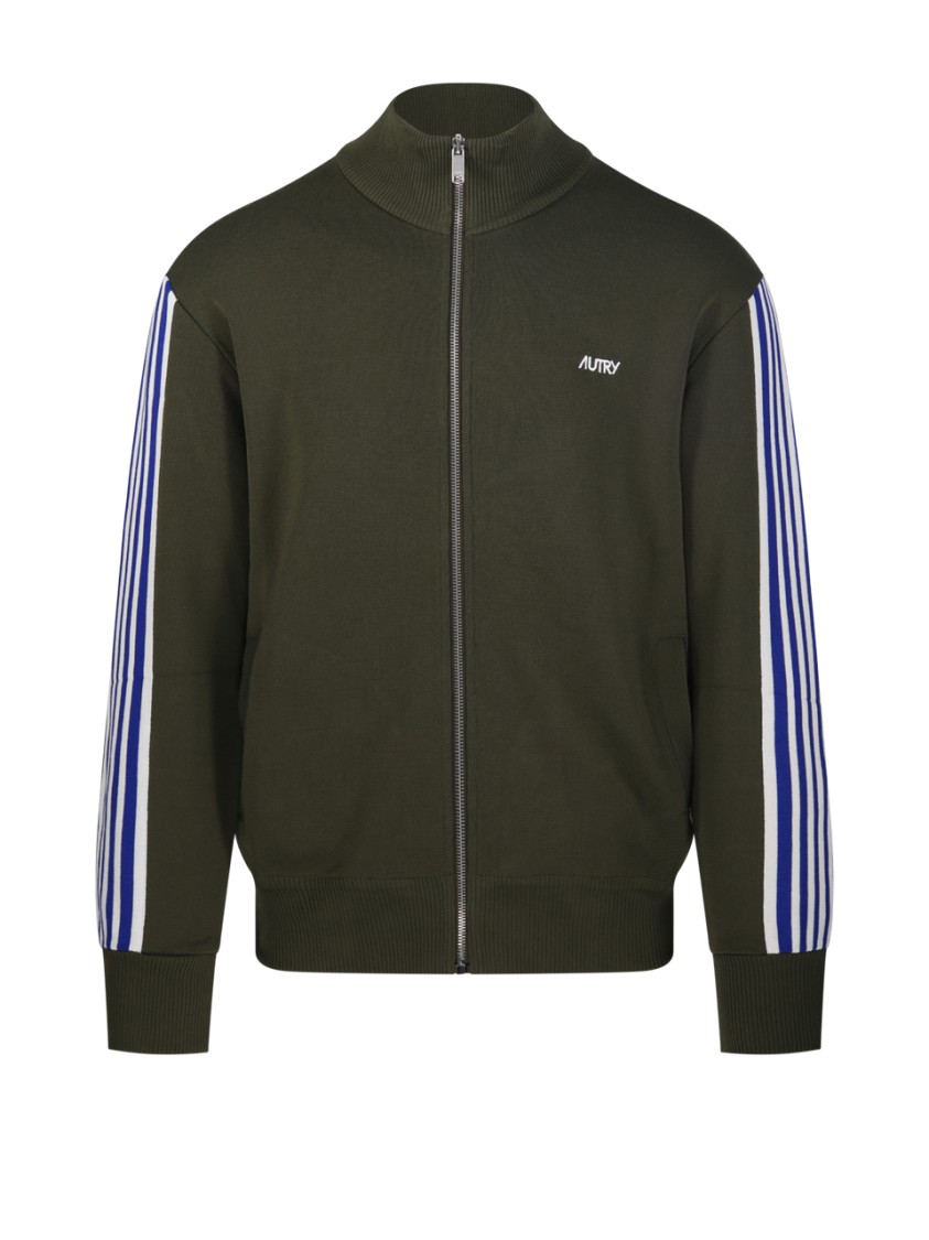 Shop Autry Full Zip Jacket With High Collar In Green