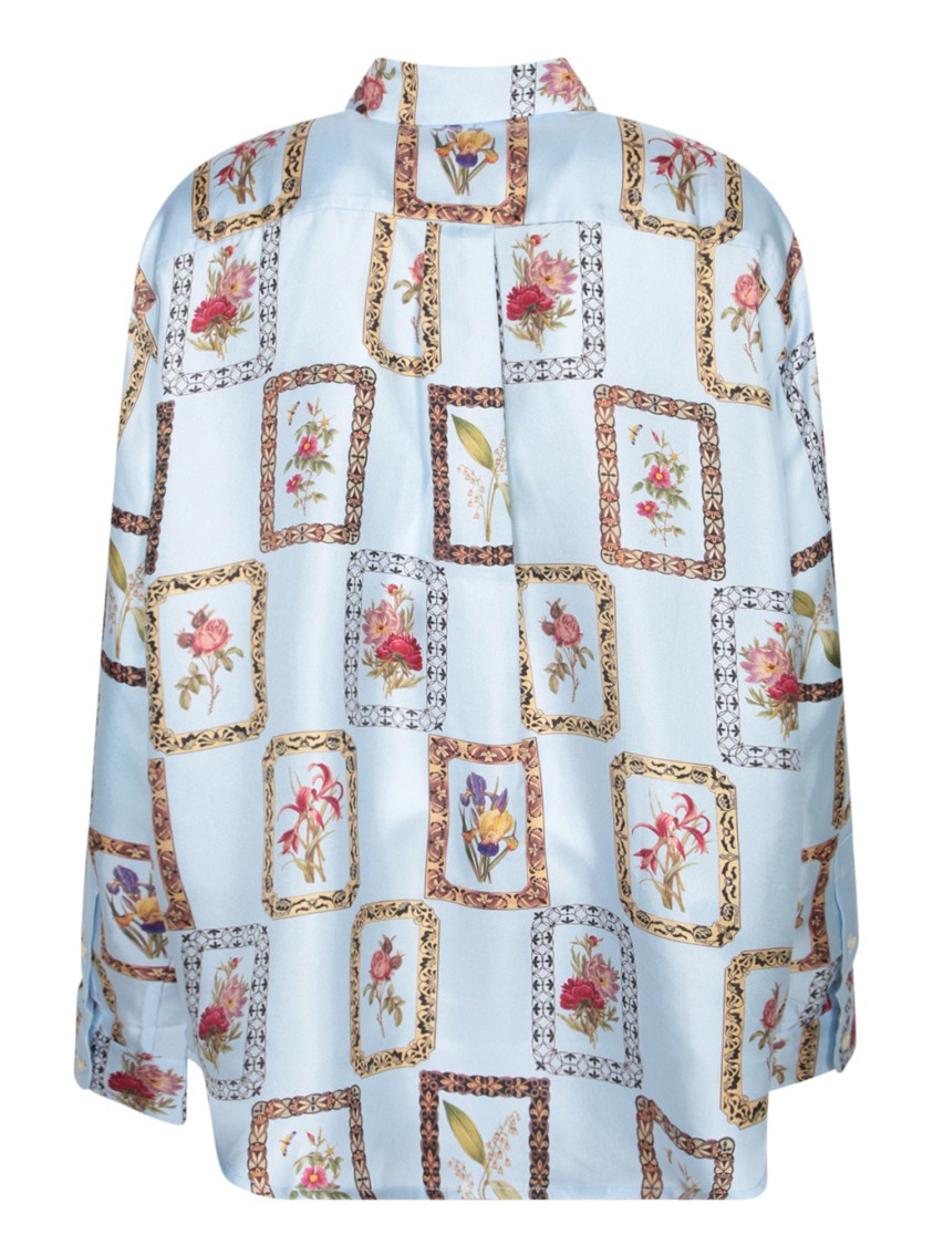 Shop Pierre-louis Mascia Floral Print Blue Shirt With Vintage-inspired Aesthetic