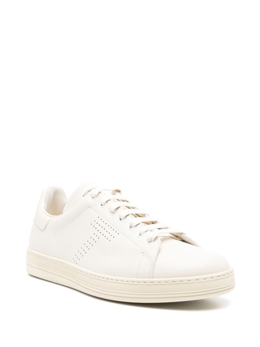 Shop Tom Ford White Leather Sneakers