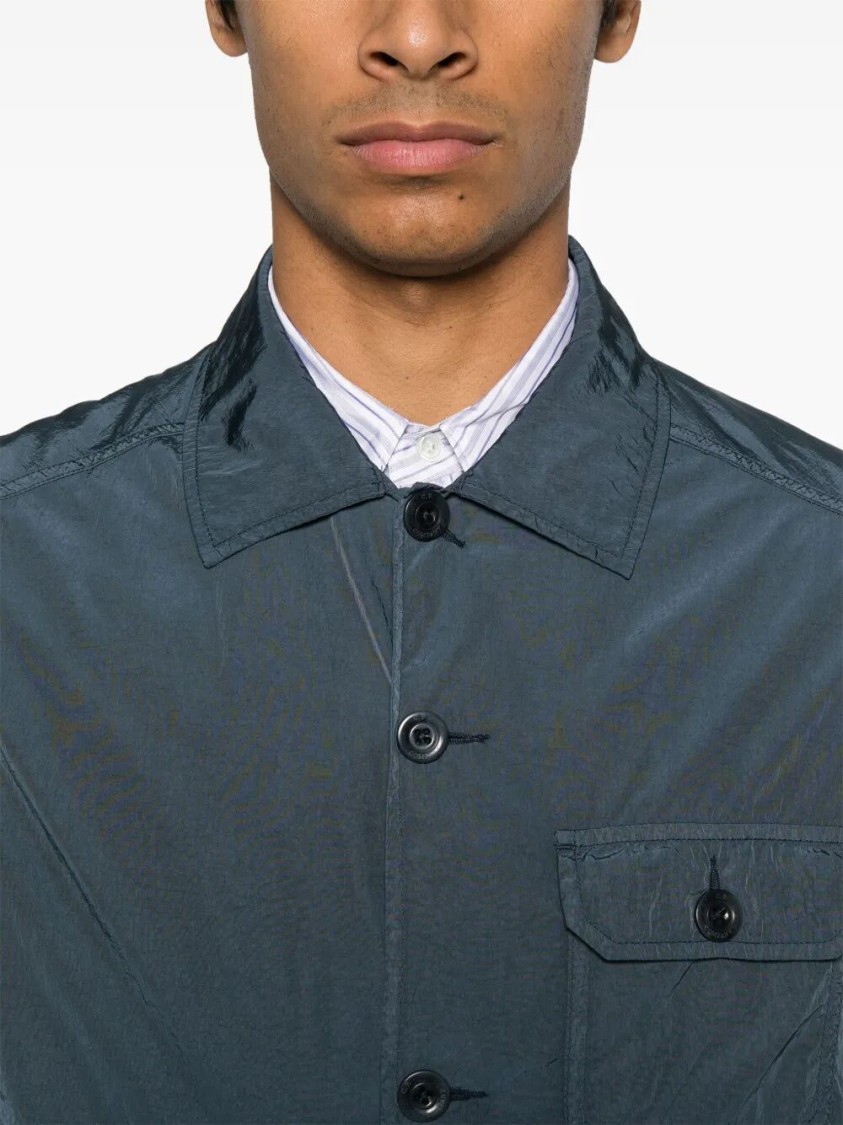 C.p. Company `chrome-r` Button Overshirt In Blue