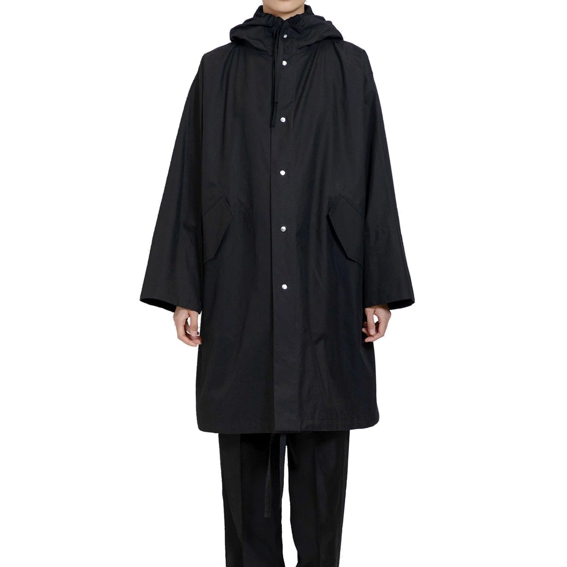 Jil Sander Hooded Midi Parka With Drawstring Waist In Black