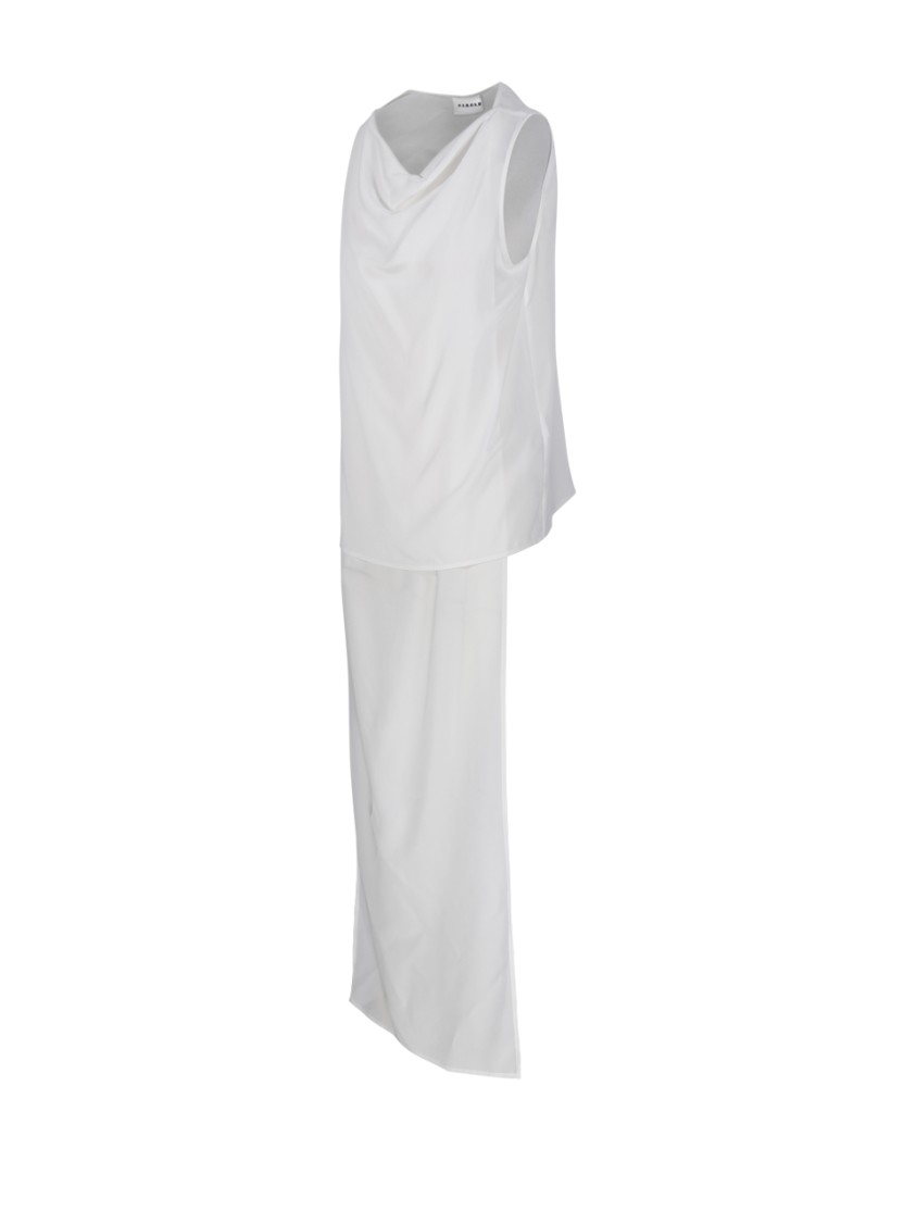 P.a.r.o.s.h Parosh Draped Neckline Silk Blouse In White