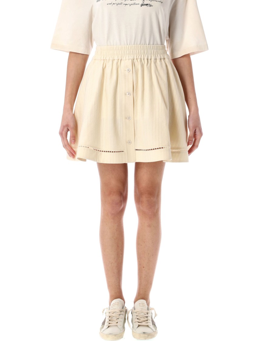 Shop Golden Goose Buttoned Mini Skirt In Neutrals