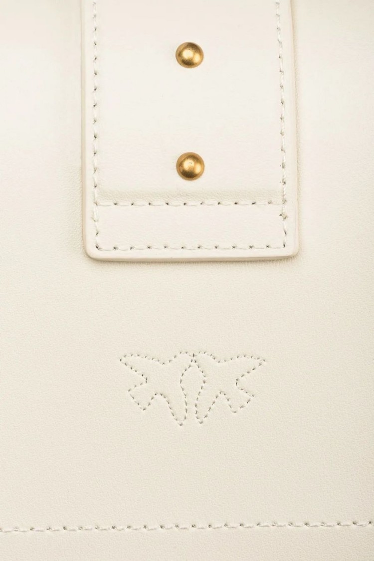 Pinko White Leather Shoulder Bag With Distinctive Gold Clasp