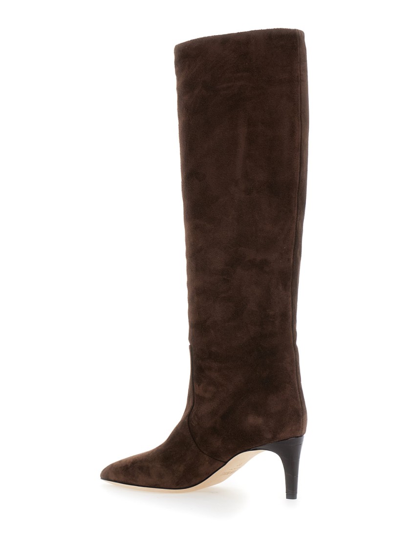 Paris Texas Knee-high Stiletto Boots With Pointed Toe In Black