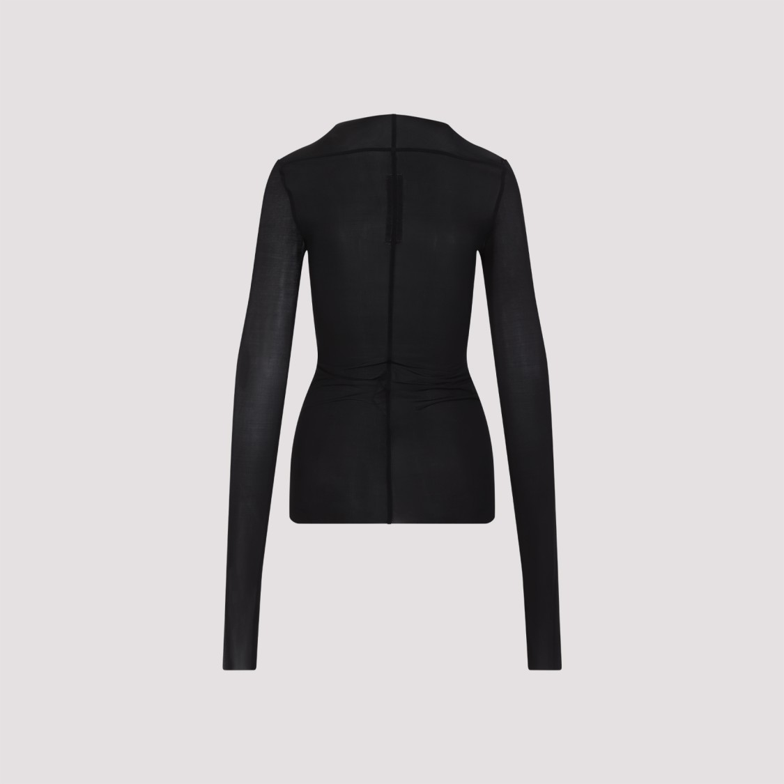 Rick Owens Fitted High Neck Top In Luxurious Cupro-elastane Blend In Black