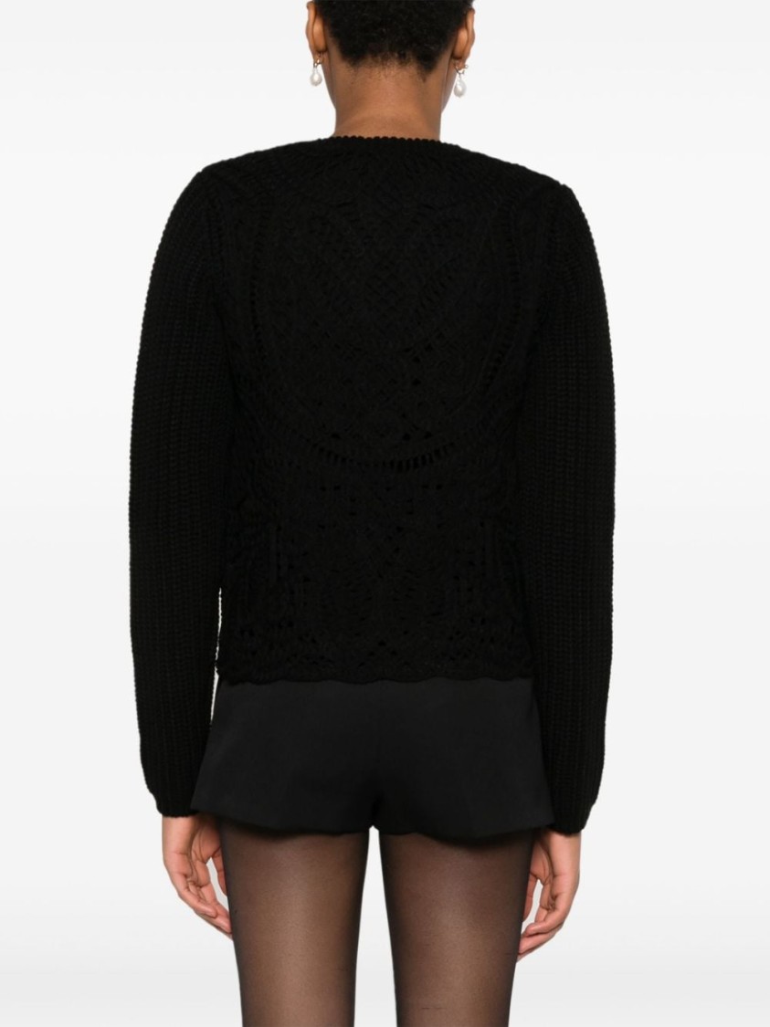 Twinset Open-knit Cardigan In Black