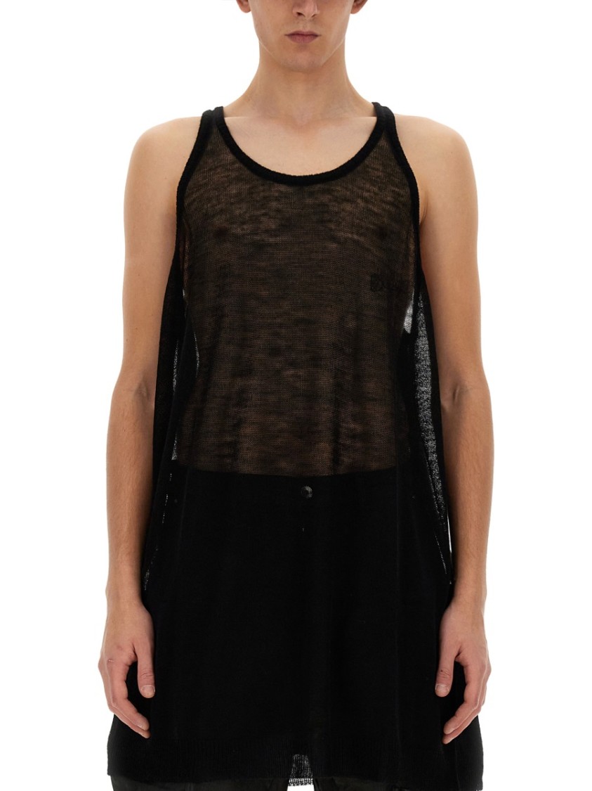 Rick Owens Maglia Virgin Wool Tank Top In Black